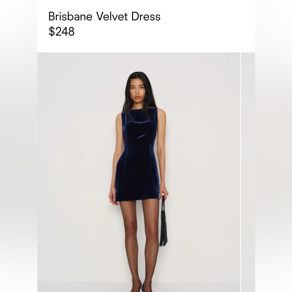 Reformation Brisbane Velvet Mini Dress in Black